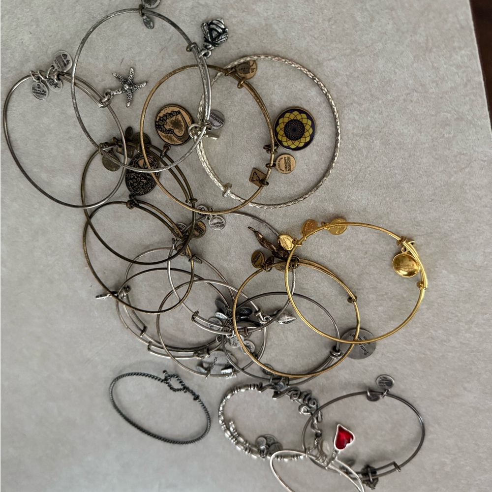 Alex and Ani Silver and Gold Wire-Wrapped Bracelets